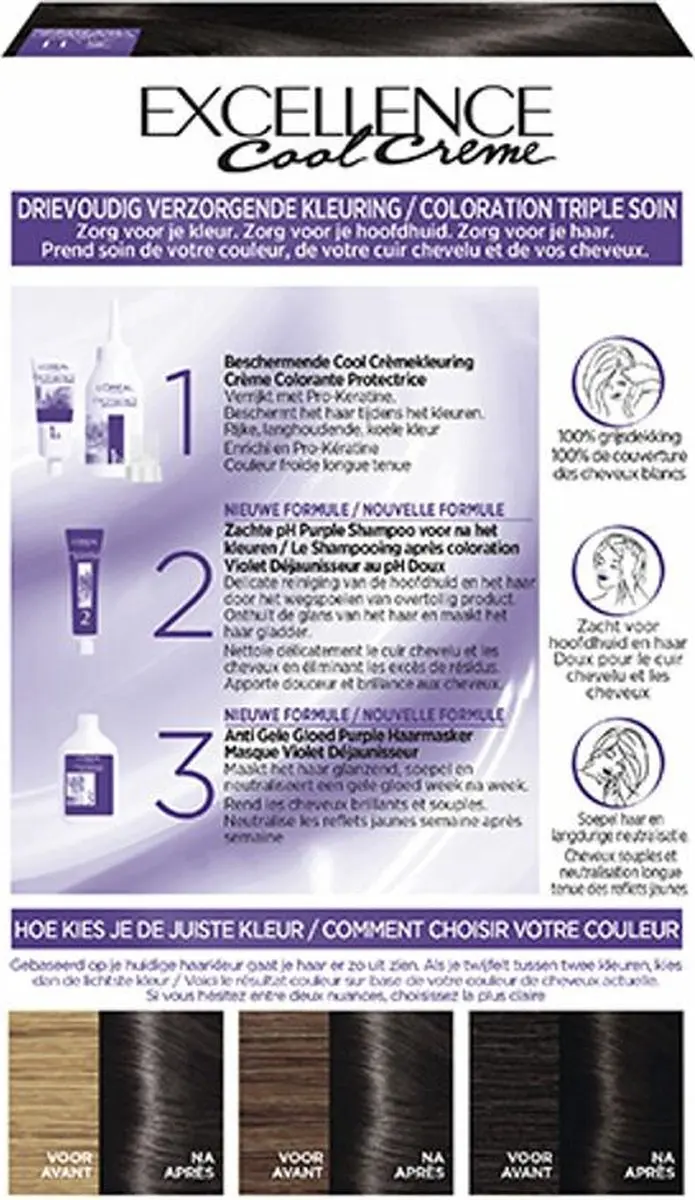 L'Oréal Paris Excellence Cool Cream 3.11 Ultra Ash Donkerbruin - 6 Stuks