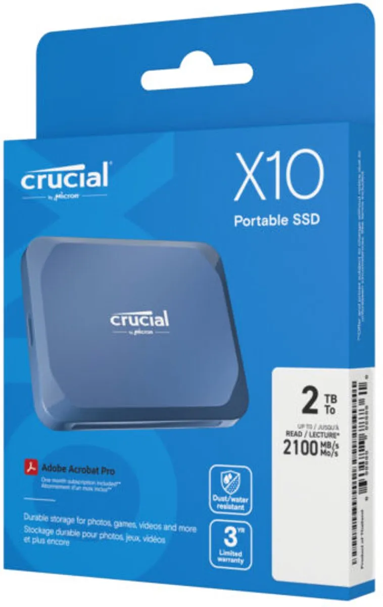 Crucial X10 Portable SSD 2TB - Blauw
