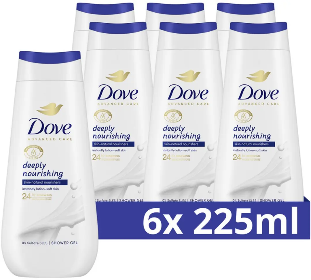 Dove Douchecrème Deeply Nourishing 225ml - 6 Stuks
