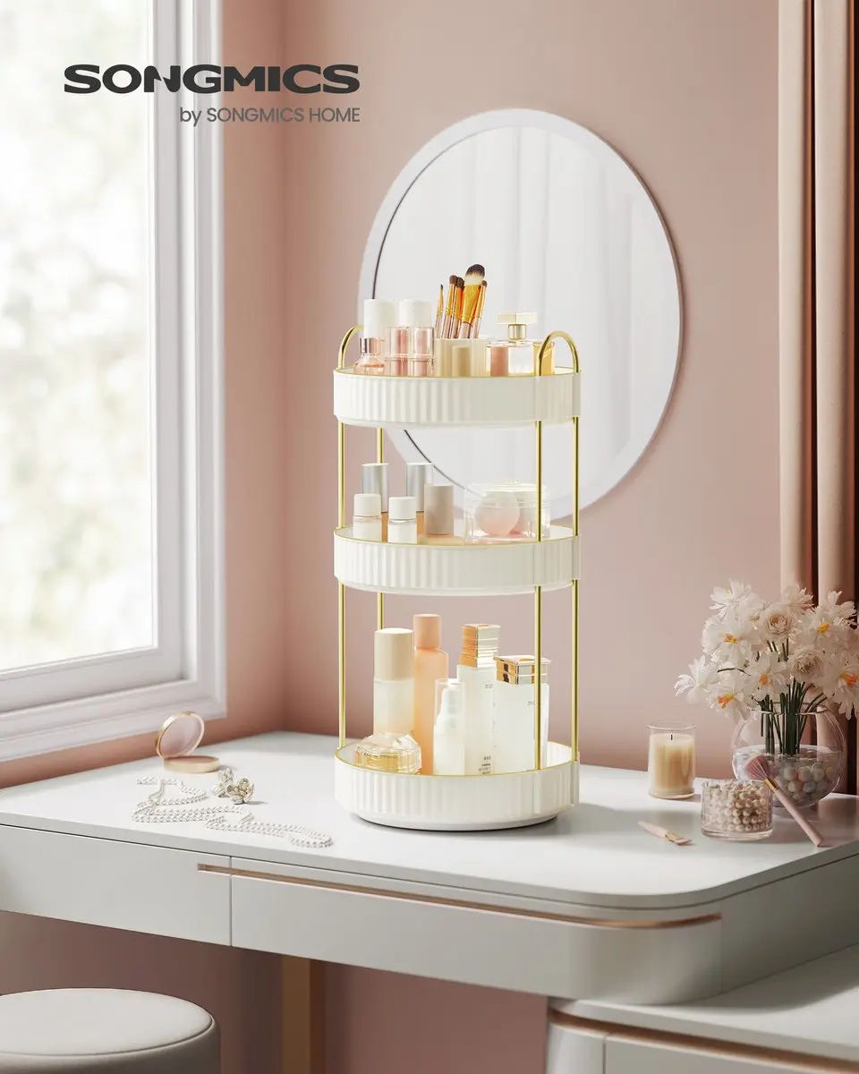 Songmics JKA011W01 Cosmetica Organizer 3 Lagen - Wolkenwit