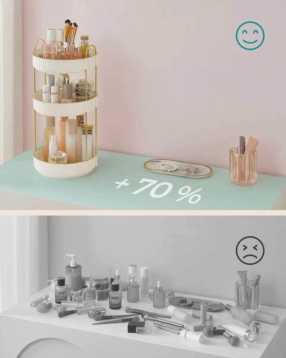 Songmics JKA011W01 Cosmetica Organizer 3 Lagen - Wolkenwit