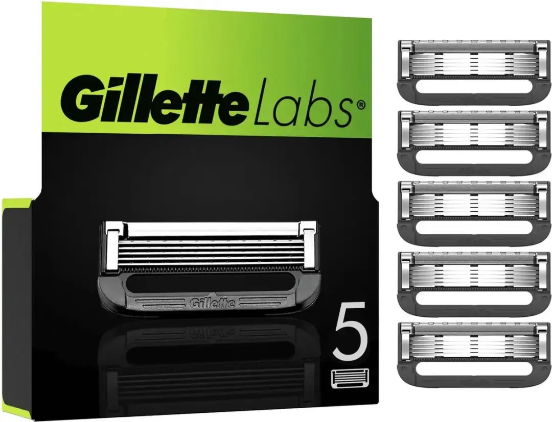 Gillette Labs Scheermesjes 4 Bladen - 5 Stuks - Grijs/Zwart