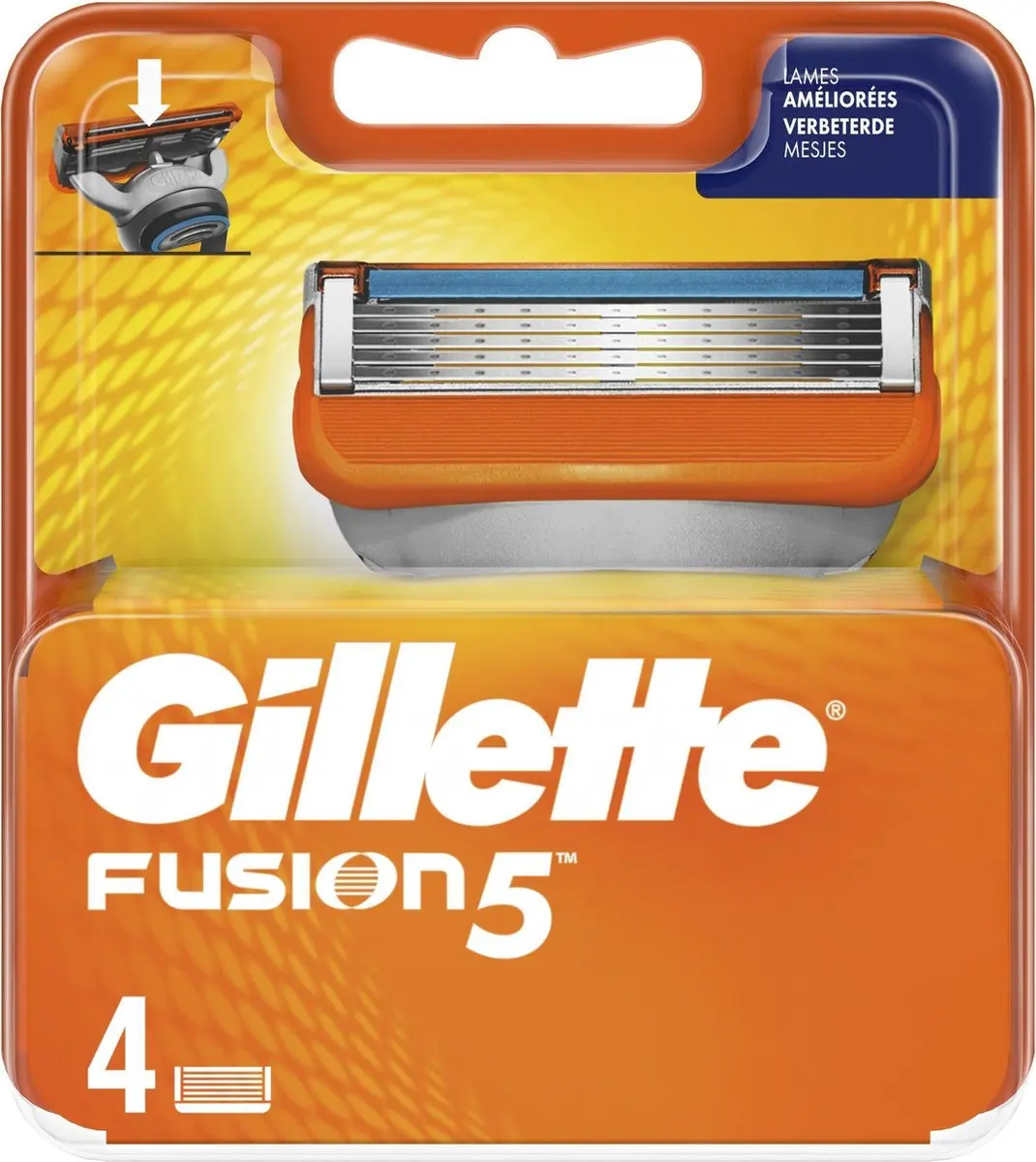 Gillette Fusion5 Scheermesjes - 4 Stuks - Blauw/Oranje