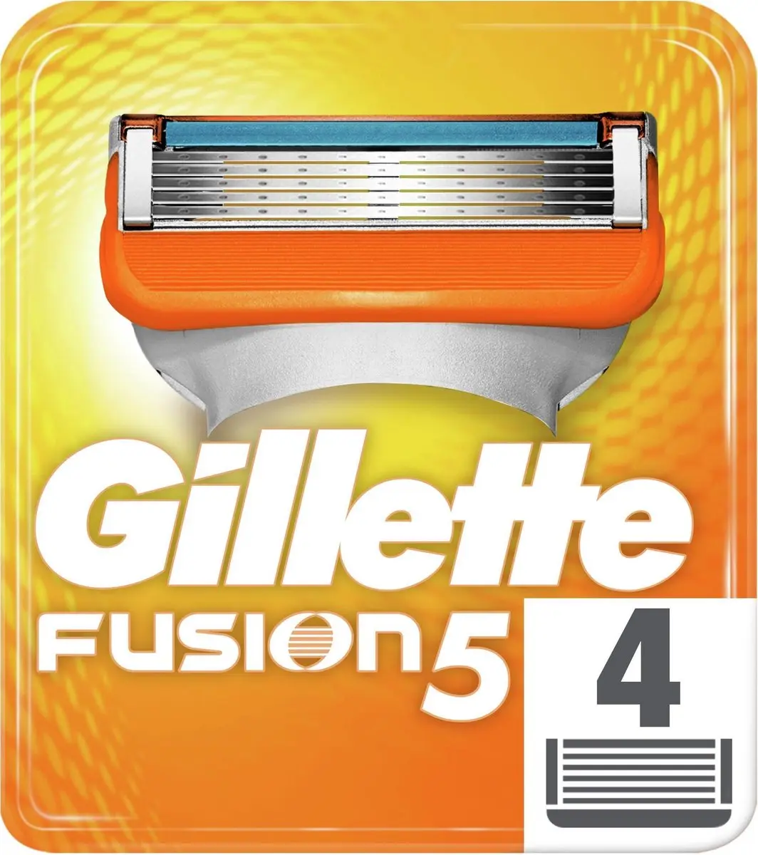 Gillette Fusion5 Scheermesjes - 4 Stuks - Blauw/Oranje