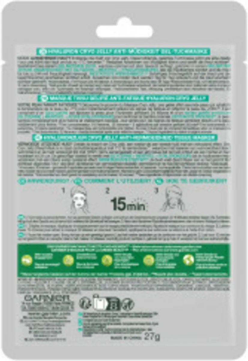 Garnier SkinActive Hyaluron Cryo Jelly Anti-vermoeidheid Sheet Masker - 20 Stuks