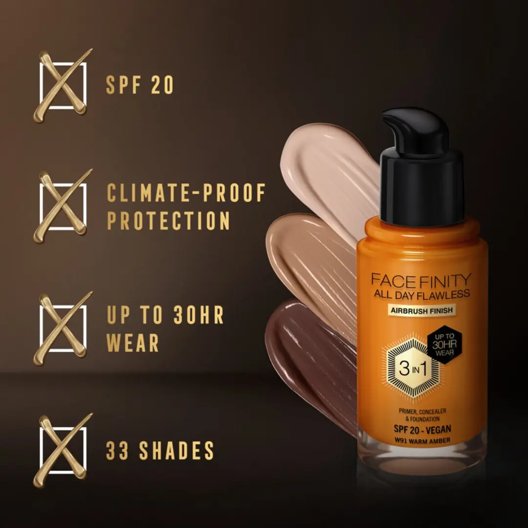 Max Factor Facefinity Foundation W91 Warm Amber - 2x34ml
