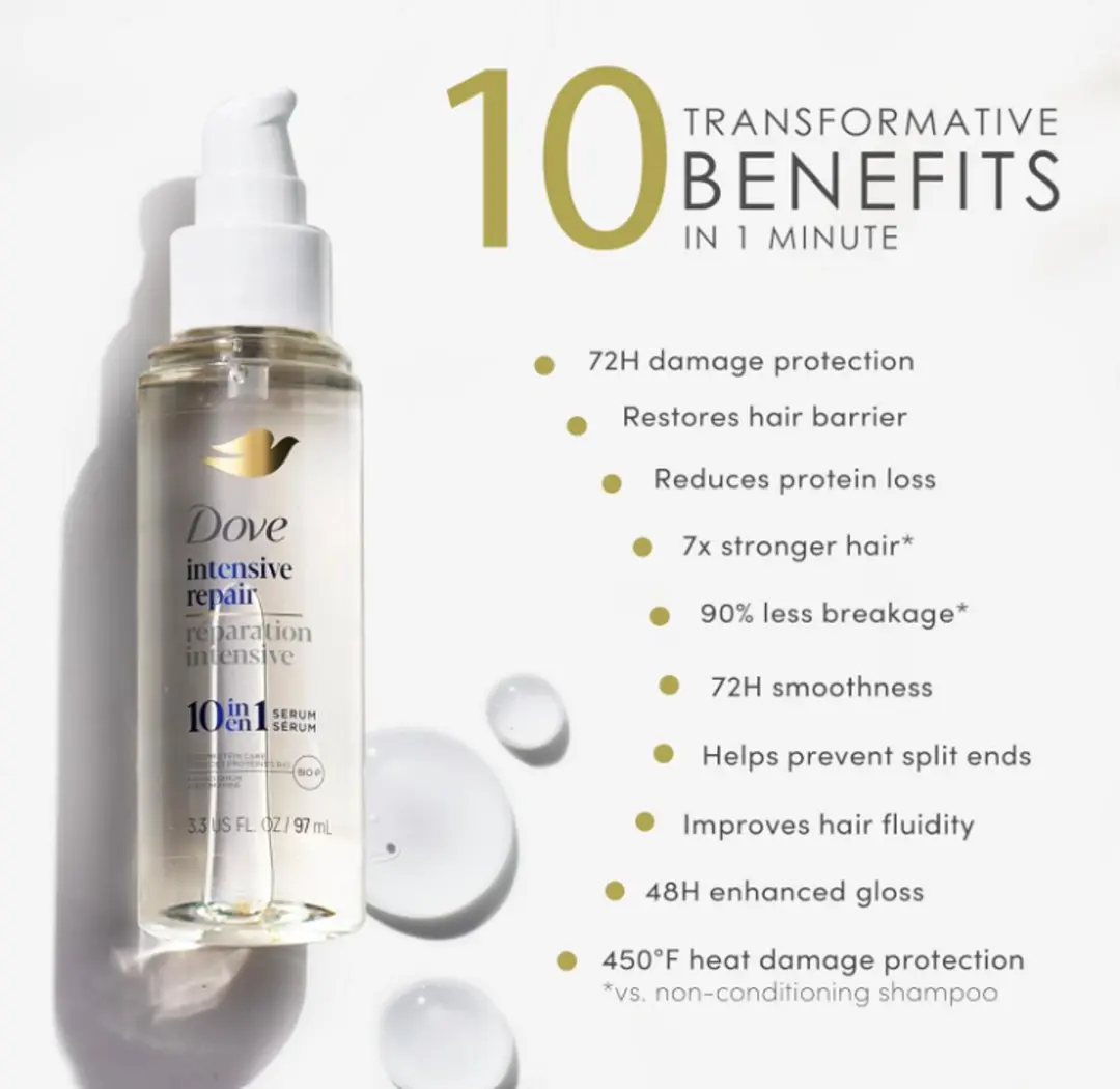 Dove Intensive Repair Amino Serum 97ml - Beschadigd haar - afbeelding 3 van 5