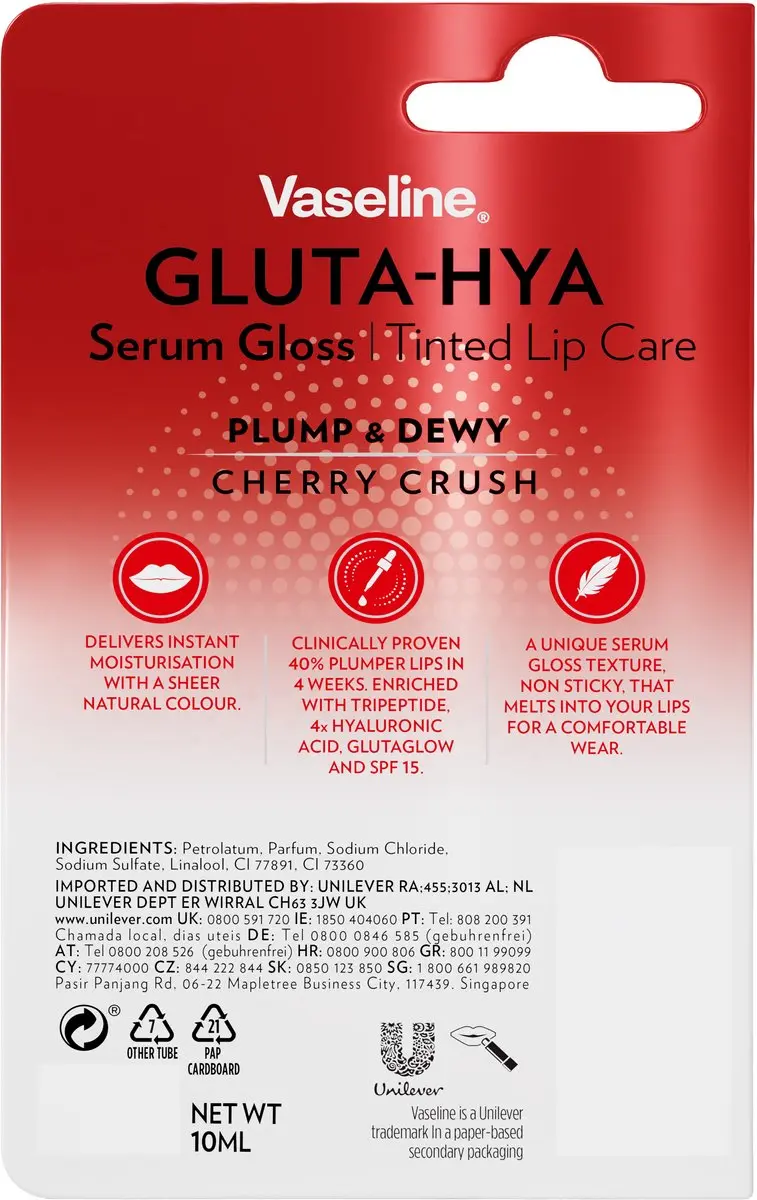 Vaseline Gluta-Hya Lipgloss Cherry Crush 10ml