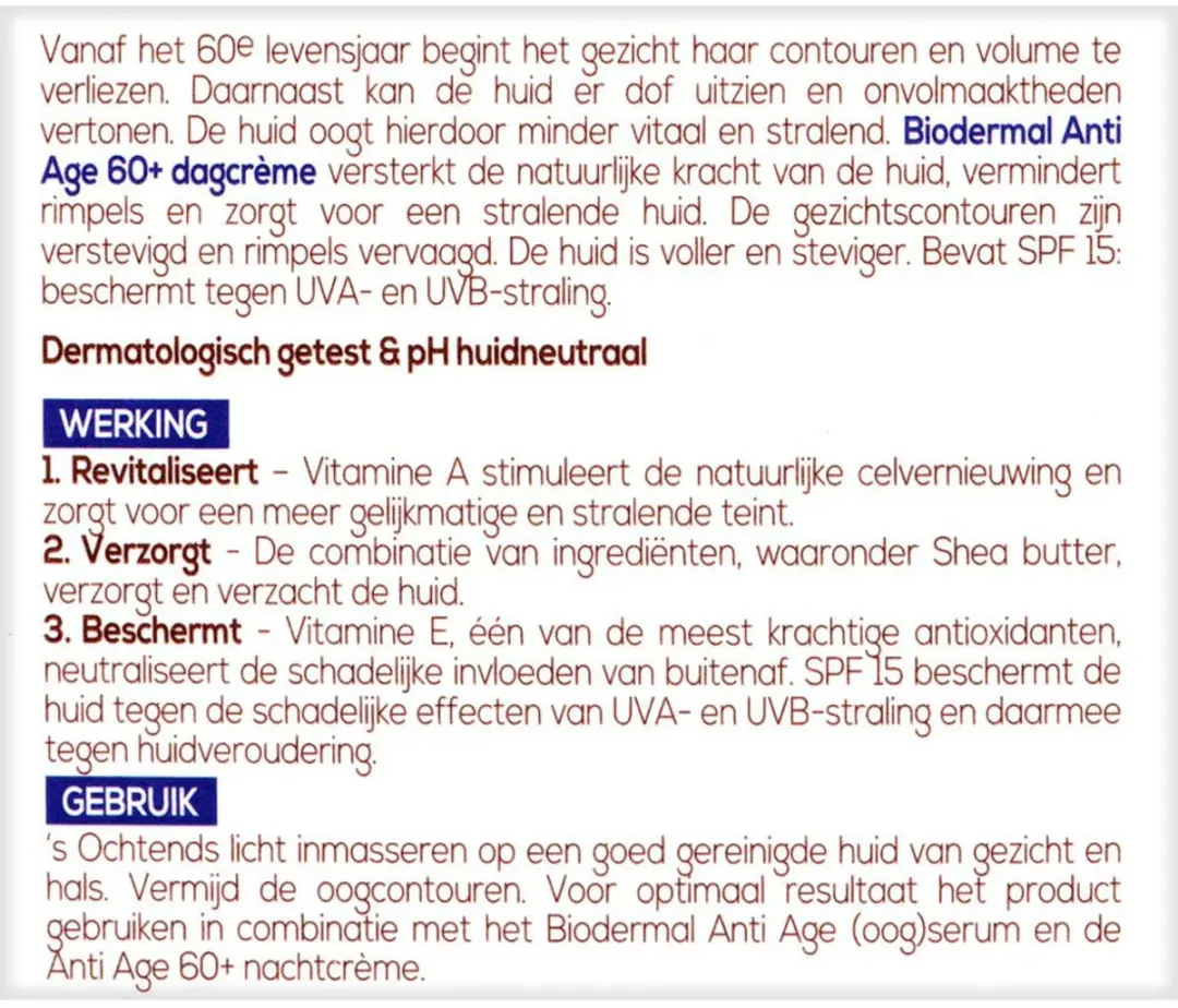 Biodermal Dagcrème Anti-Age 60+ 2x50ml
