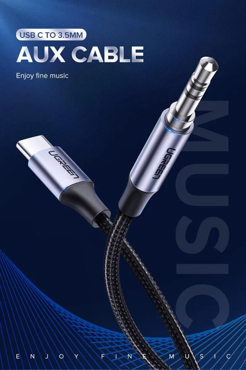 UGreen 30633 USB-C naar 3.5mm AUX-kabel 1m - Zwart - afbeelding 6 van 6