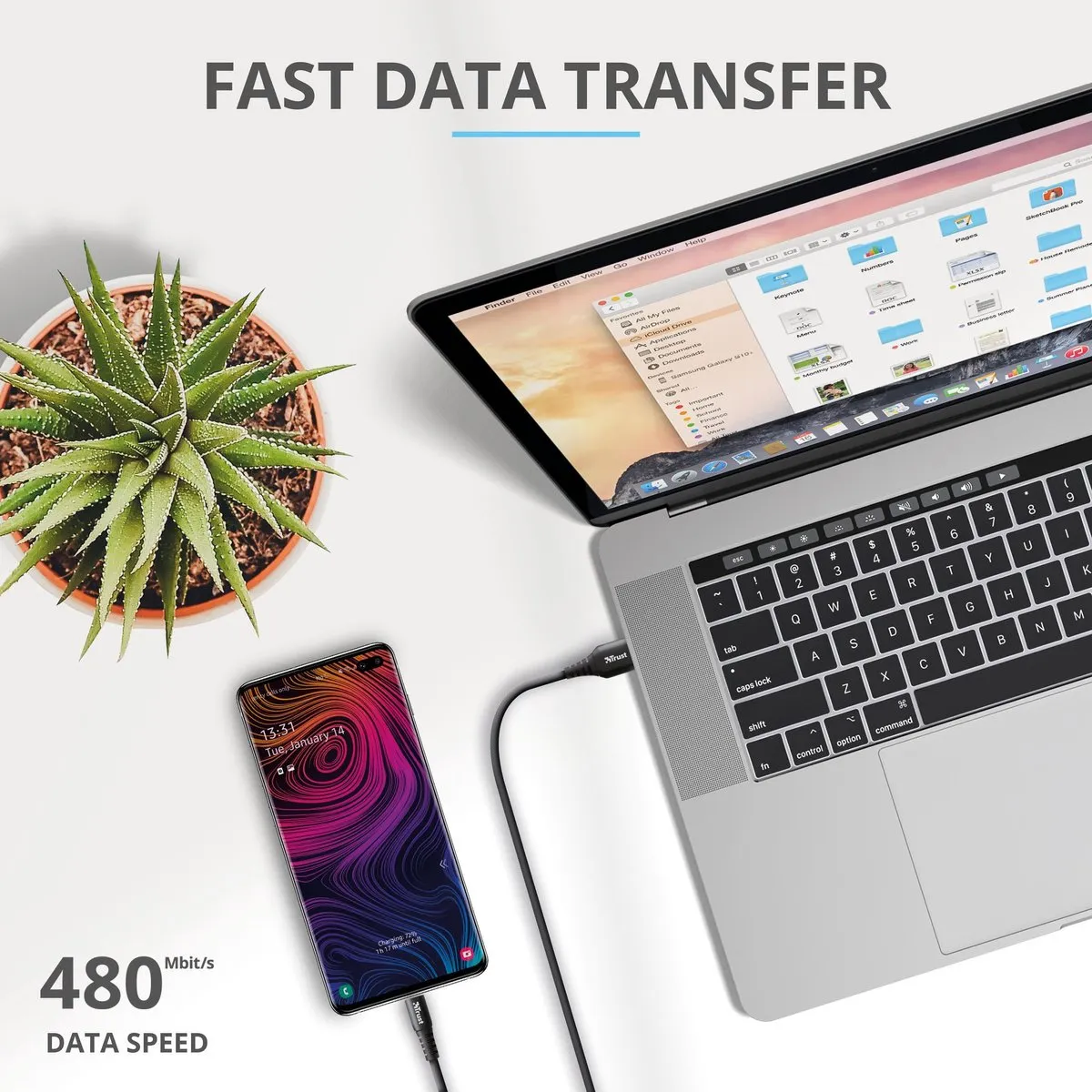 Trust Keyla USB naar USB-C Kabel 23571 - 1m - Zwart