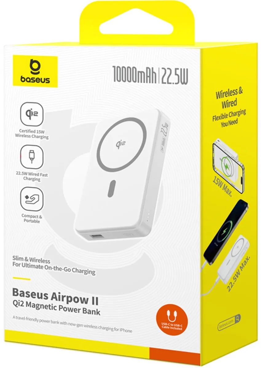 Baseus Airpow 10.000mAh Powerbank - Wit - 22,5W