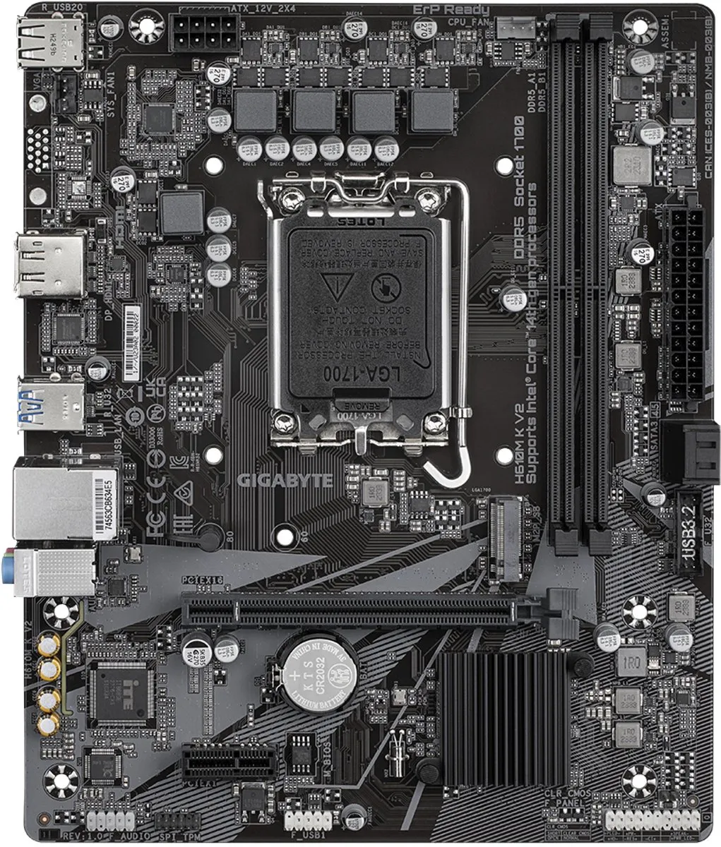 Gigabyte H610M K V2 Moederbord - Intel H610 LGA 1700