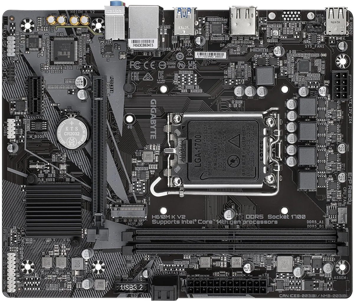 Gigabyte H610M K V2 Moederbord - Intel H610 LGA 1700
