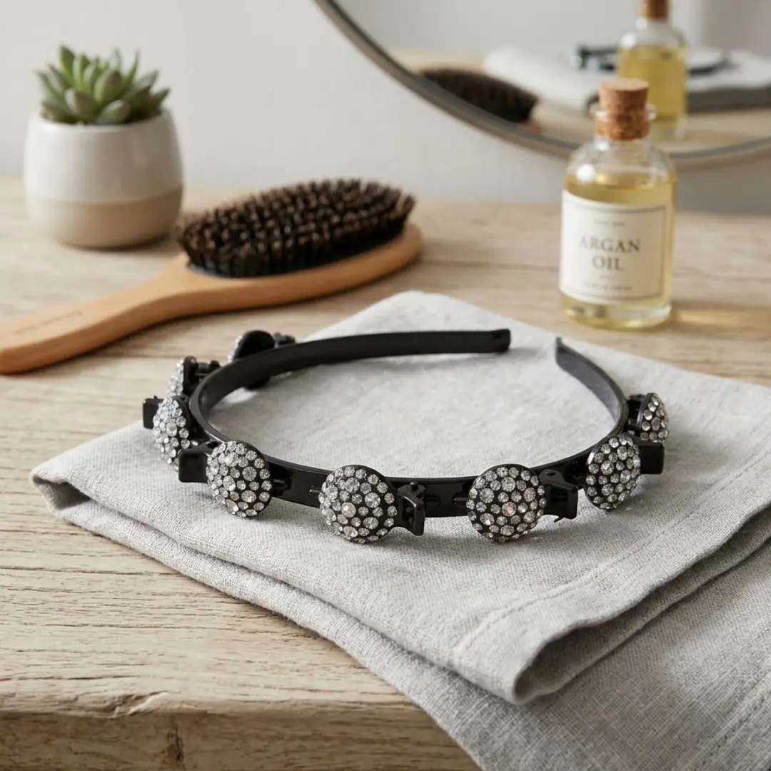 NuveX Zilver Diadeem Dames Haarband - Wit Strass