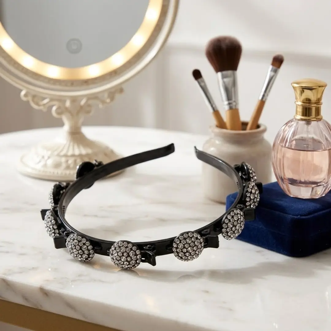NuveX Zilver Diadeem Dames Haarband - Wit Strass