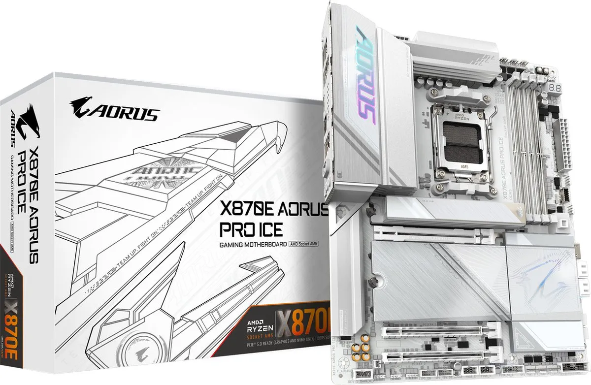 Gigabyte X870E AORUS PRO ICE Moederbord - AM5 - X870E - DDR5 - Wi-Fi 7