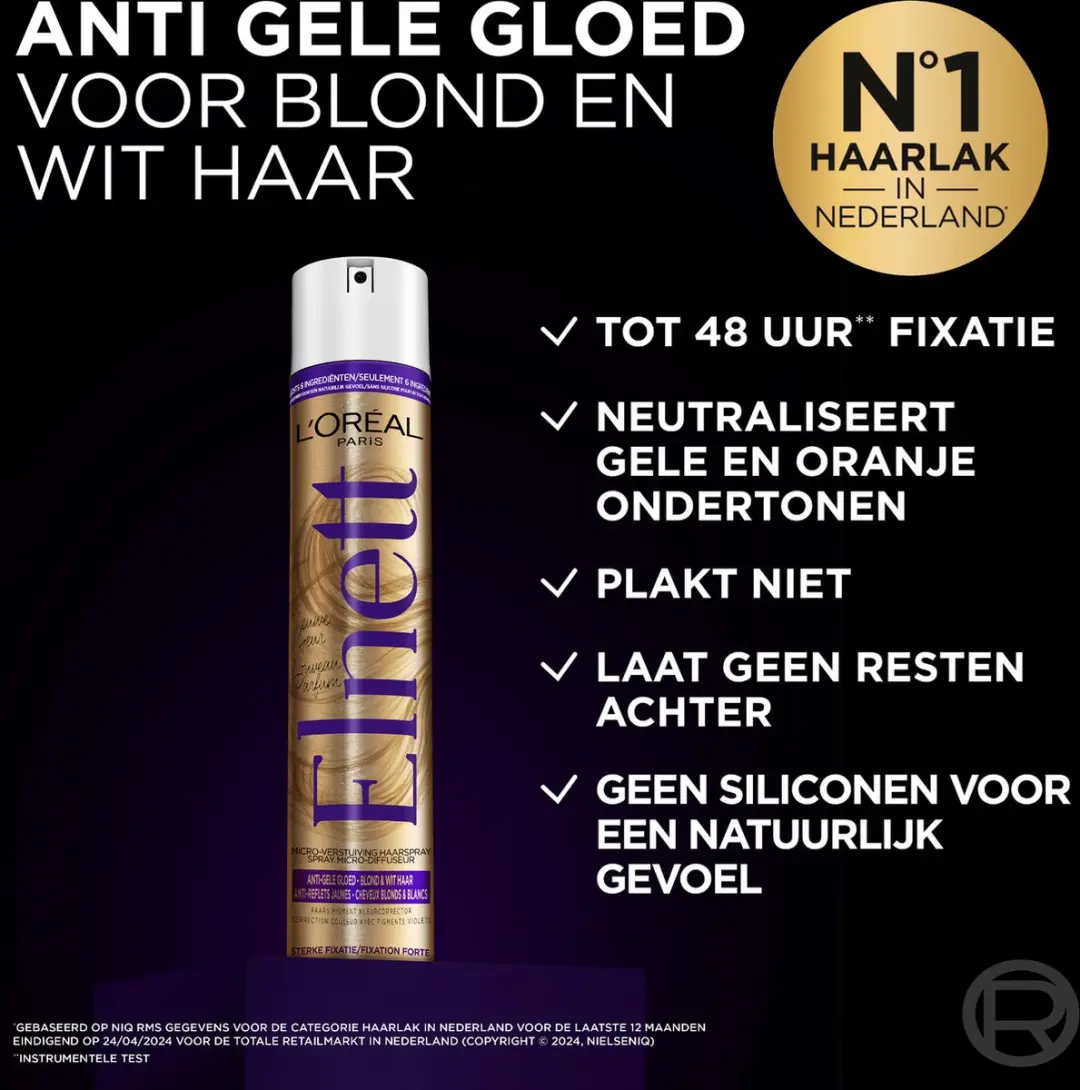 L'Oréal Paris Elnett Purple Haarlak 300ml - Anti Gele Glans