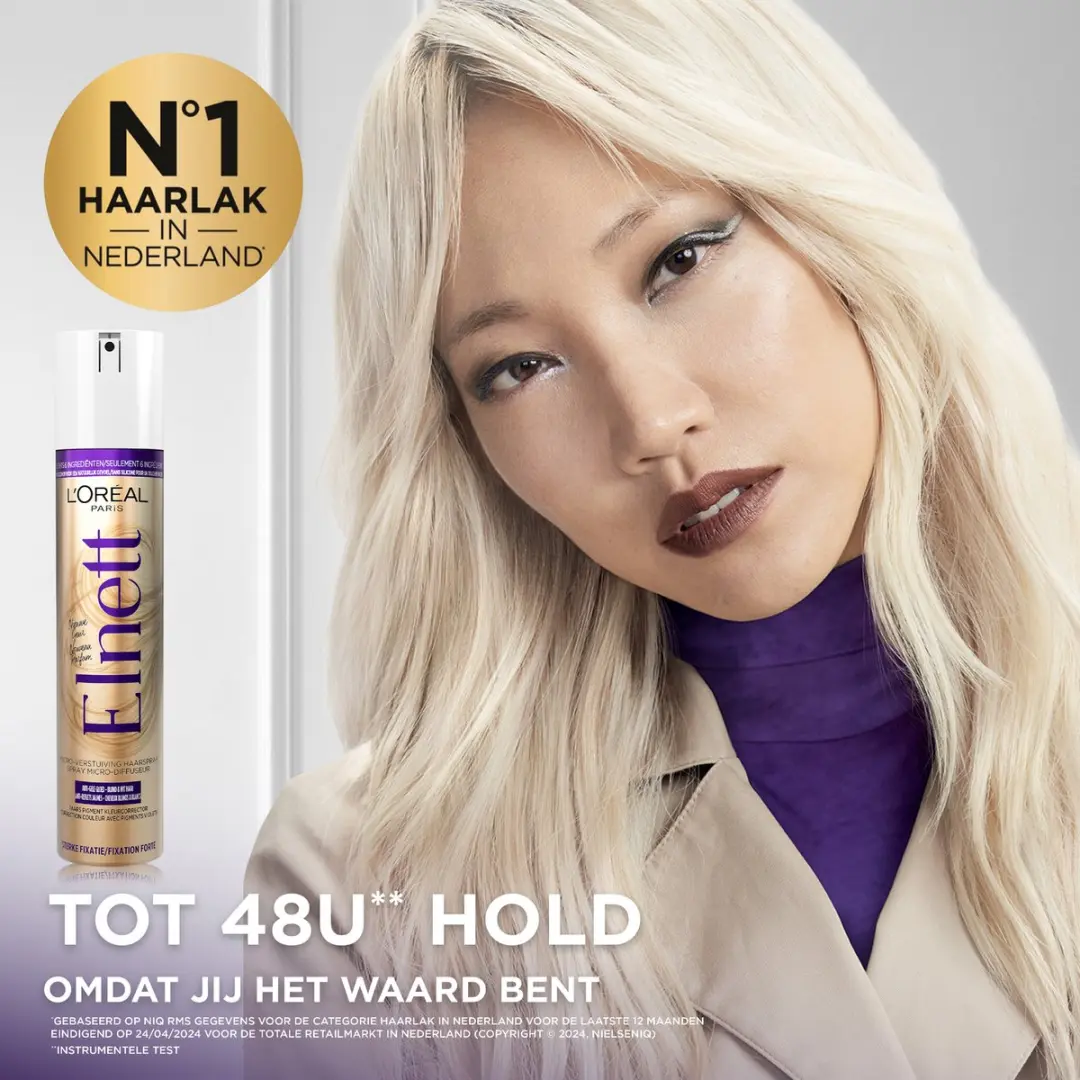 L'Oréal Paris Elnett Purple Haarlak 300ml - Anti Gele Glans