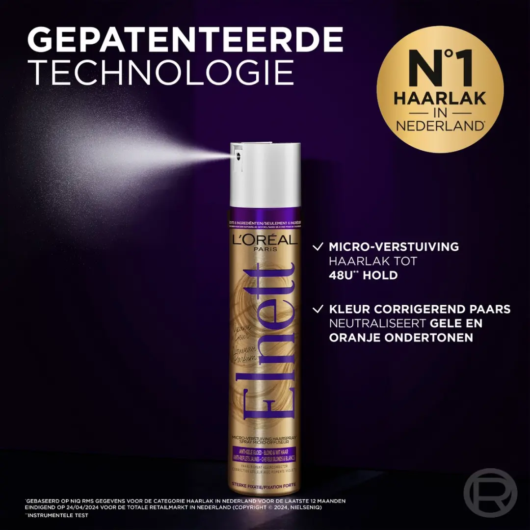 L'Oréal Paris Elnett Purple Haarlak 300ml - Anti Gele Glans
