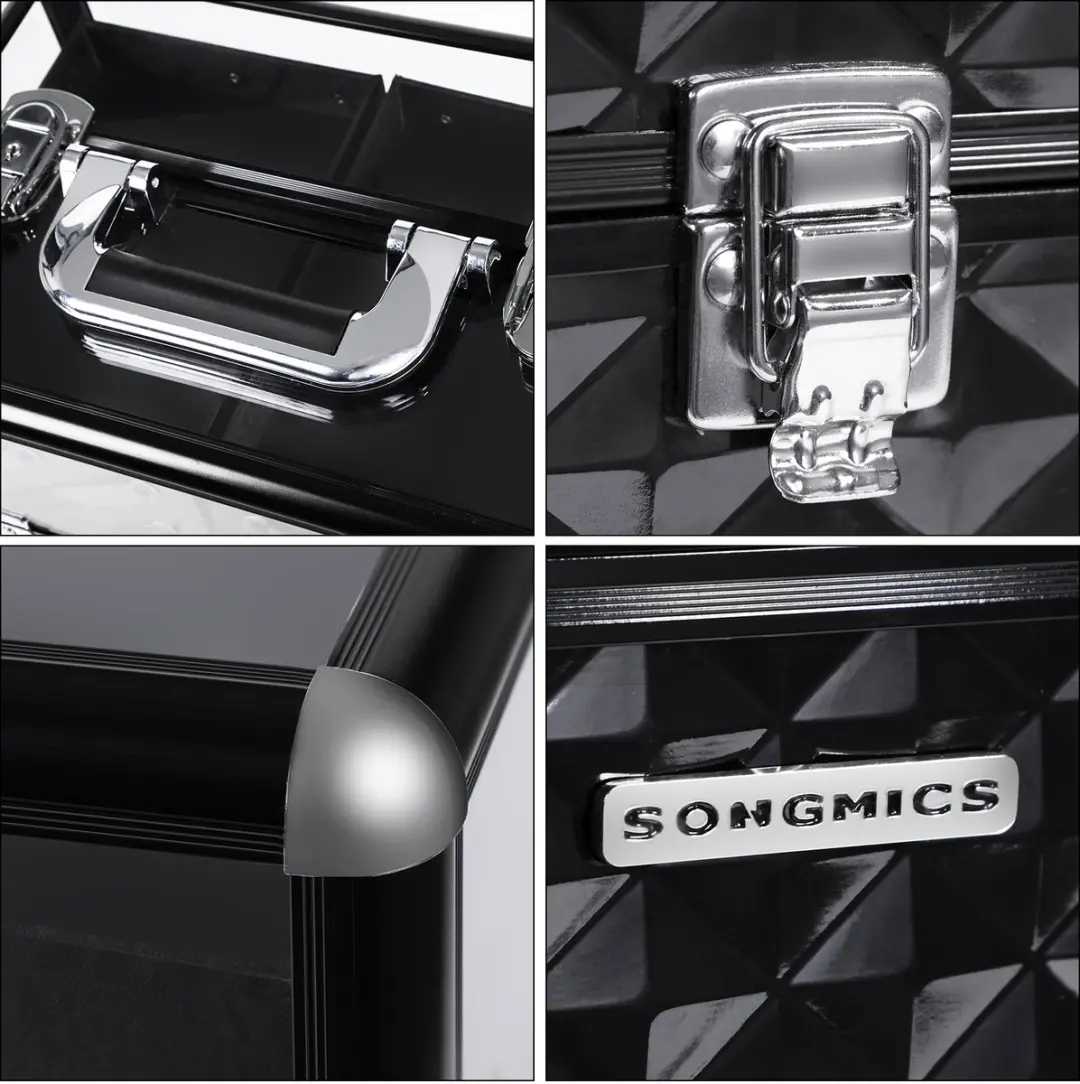 Songmics JBC318B Make-up Koffer - Transparant Acryl - Zwart