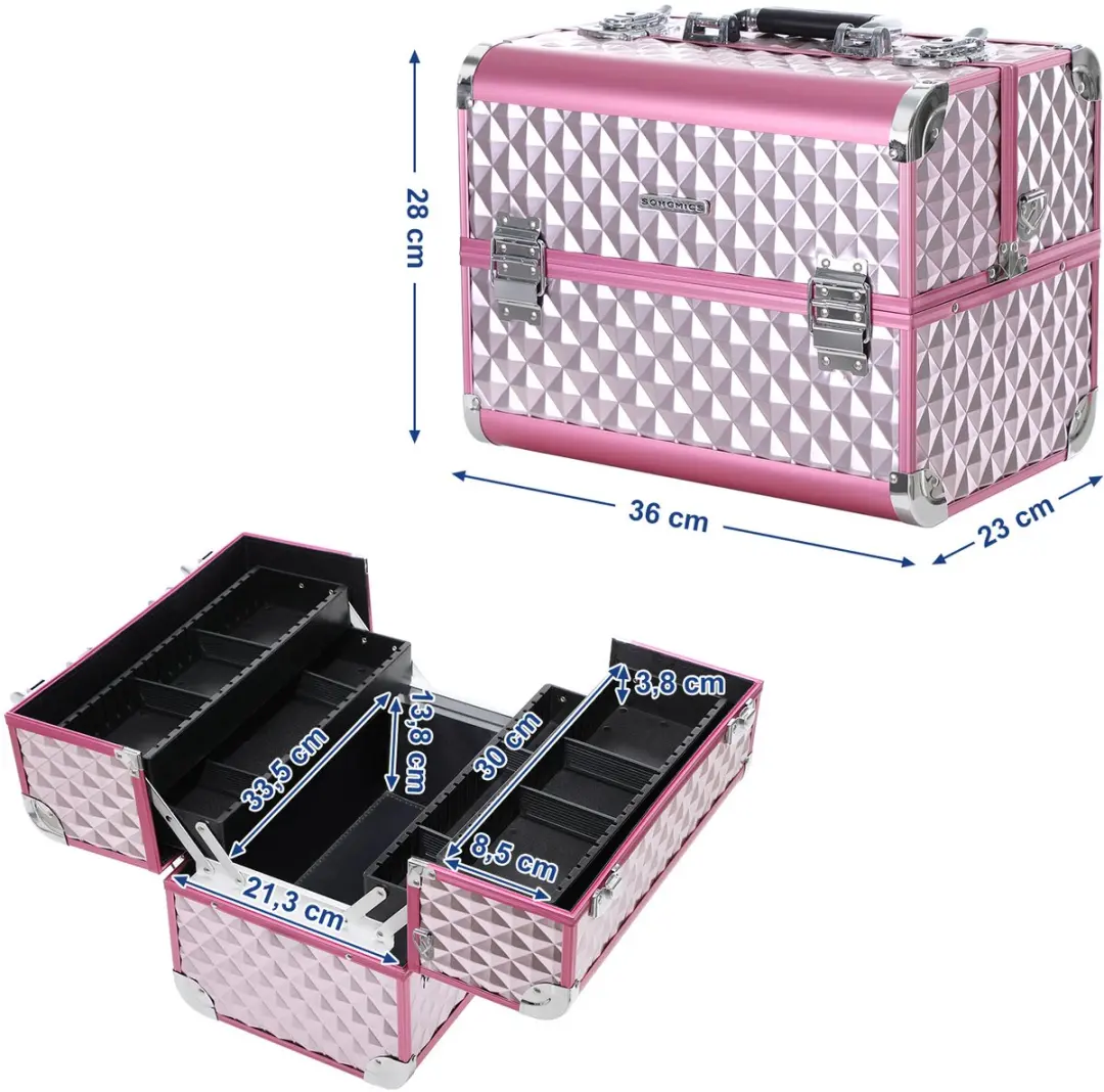 Songmics JBC319P Make-up Koffer - Zilverroze