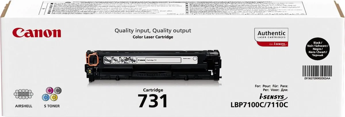 Canon 731BK Tonercartridge - 1400 Pagina's - Zwart