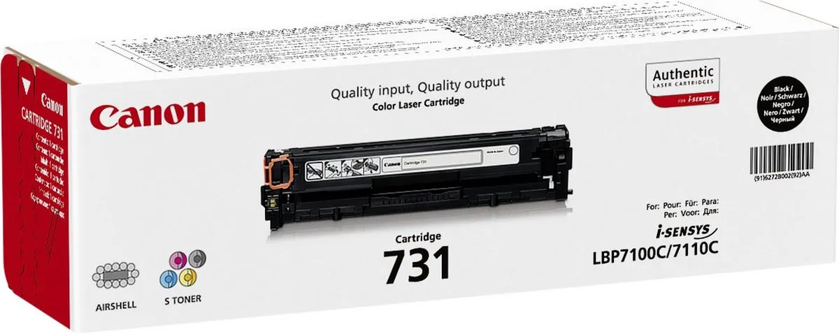 Canon 731BK Tonercartridge - 1400 Pagina's - Zwart