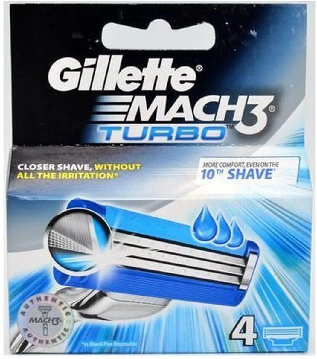 Gillette Mach3 Turbo 8 Stuks - Blauw/Zilver - afbeelding 2 van 2