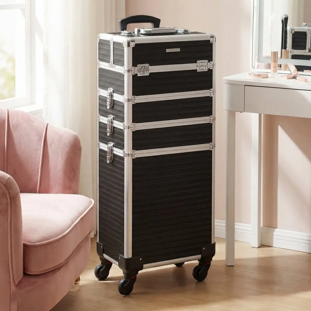 Songmics JHZ015B01 Make-up Koffer Trolley - 4-in-1 - Zwart
