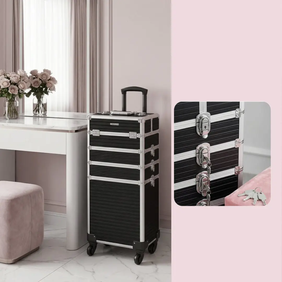 Songmics JHZ015B01 Make-up Koffer Trolley - 4-in-1 - Zwart - afbeelding 6 van 6