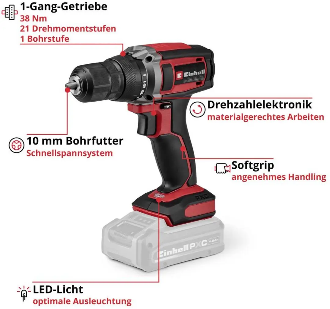 Einhell TC-CD 18/38 Li Solo Accu-schroefboormachine 18V
