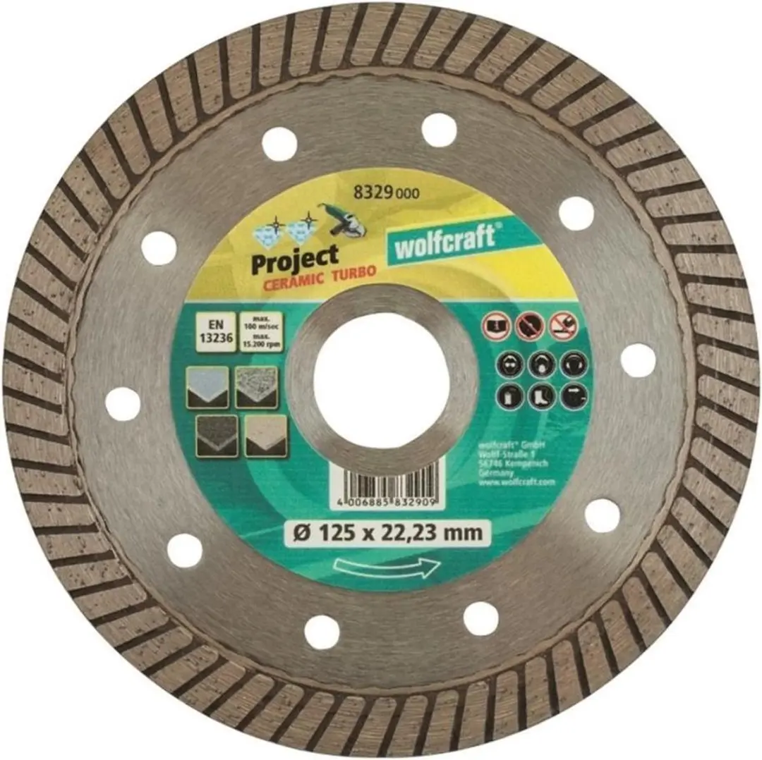 Wolfcraft Pro Ceramic Turbo Diamantdoorslijpschijf 125mm