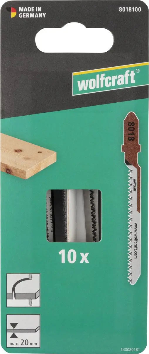 Wolfcraft Decoupeerzaagbladen 10 Stuks 20mm T-schacht - 8018100