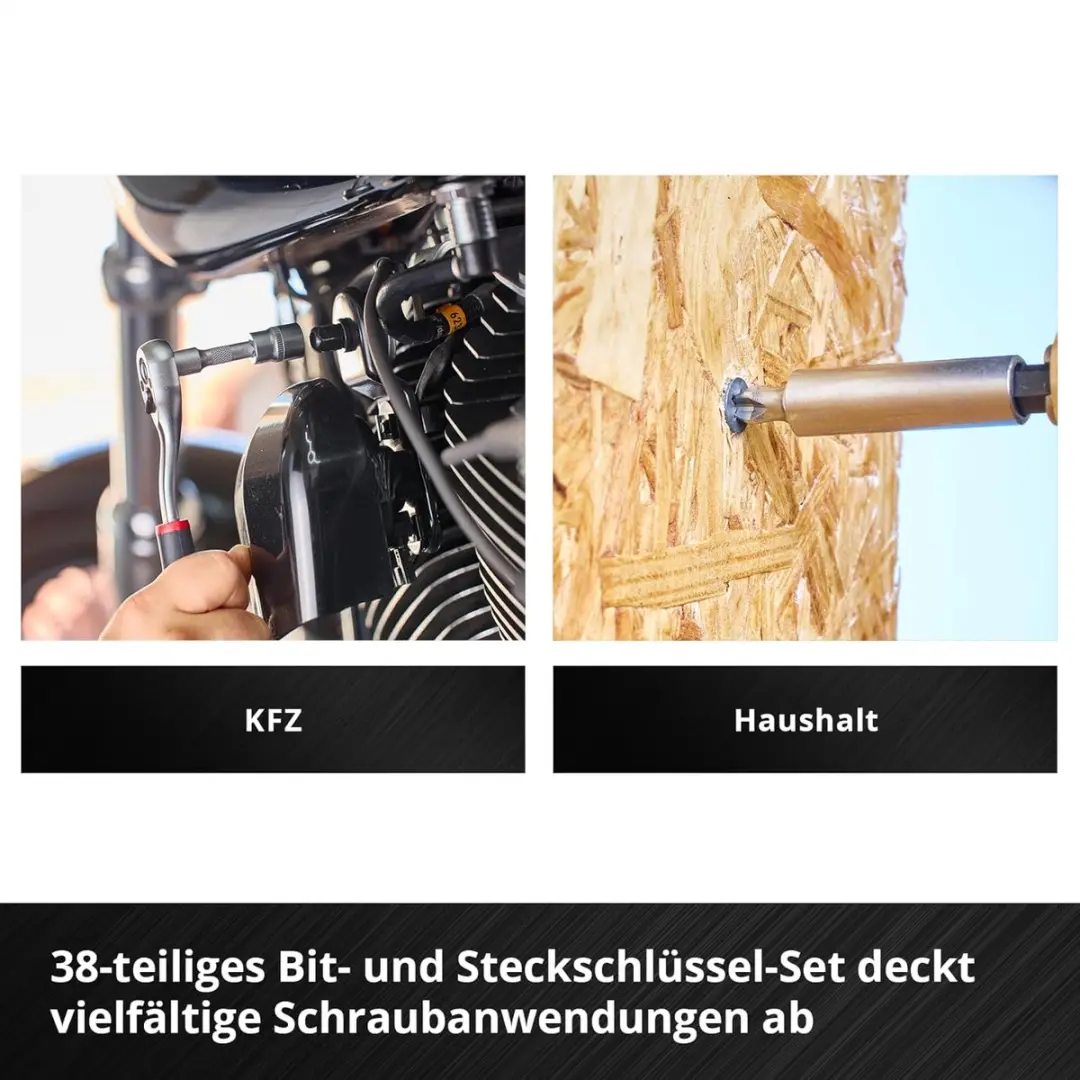Einhell 38-delige Bit- en Dopsleutelset 1/4" - 5-14mm