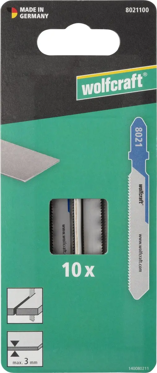 Wolfcraft 8021100 Decoupeerzaagbladen - 10 Stuks - Staal tot 3mm