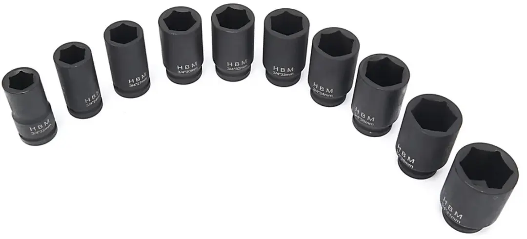 HBM Krachtdoppenset 3/4" - 10-delig - Maten 22-41mm