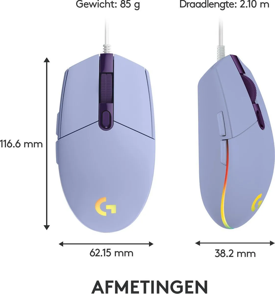 Logitech G G203 LIGHTSYNC Gaming Muis - Lila