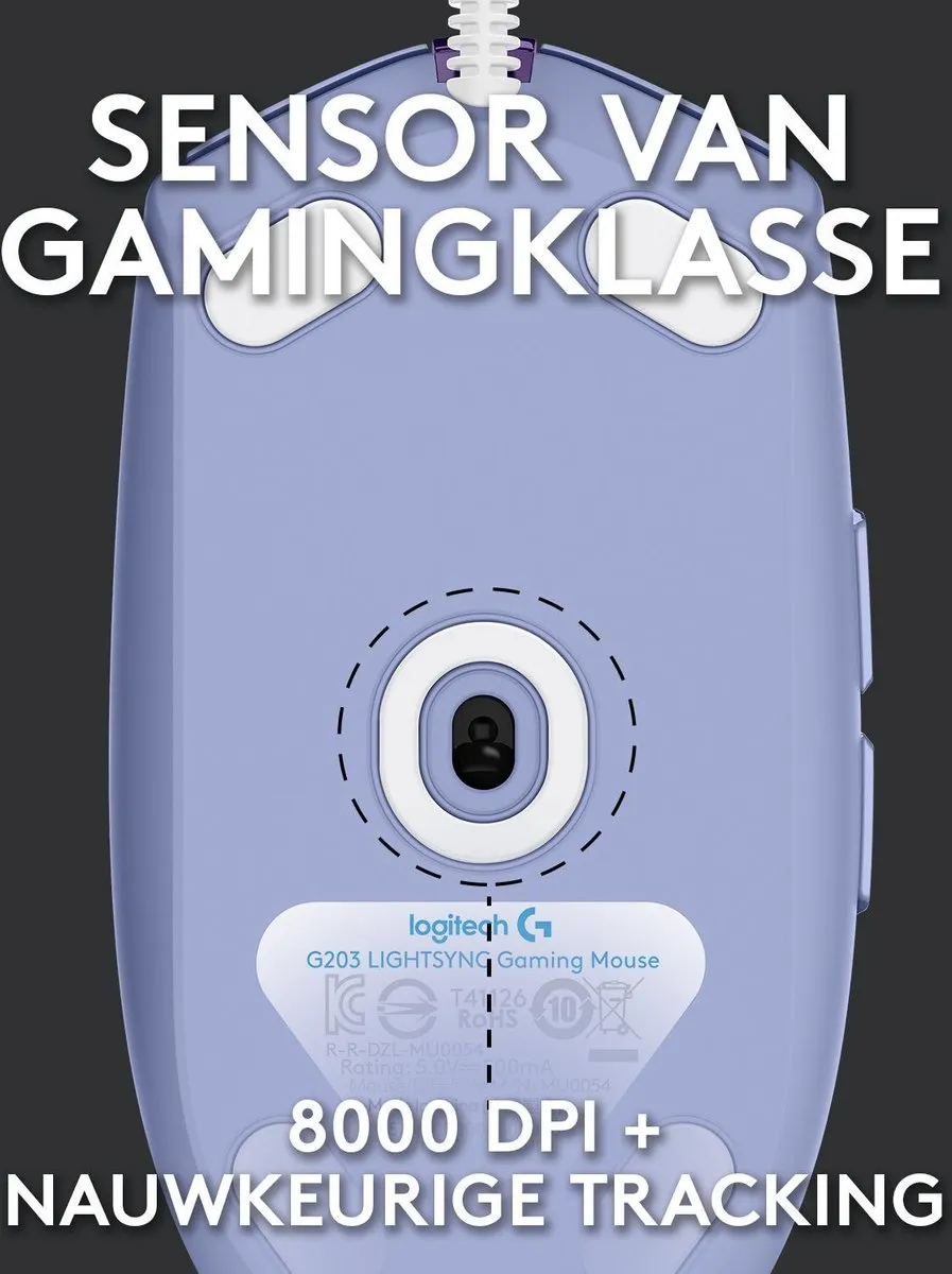 Logitech G G203 LIGHTSYNC Gaming Muis - Lila