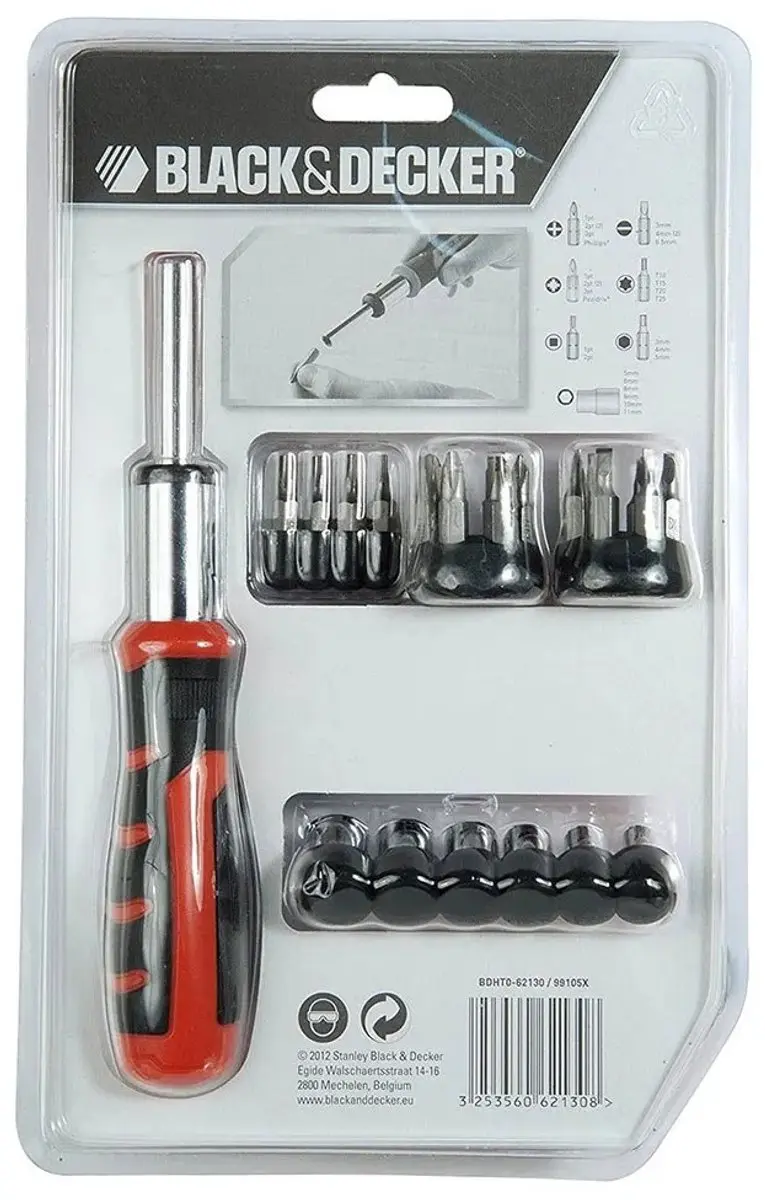 BLACK+DECKER BDHT0-62130 Bitverzameling - 29-delig - Zwart/Rood