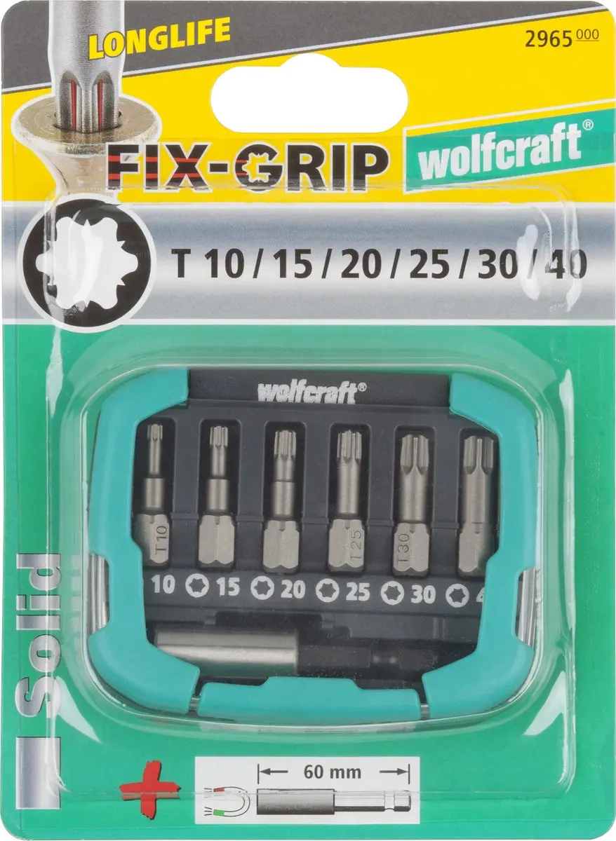 Wolfcraft Bitset FIX-GRIP T10-T40 - 7 Stuks