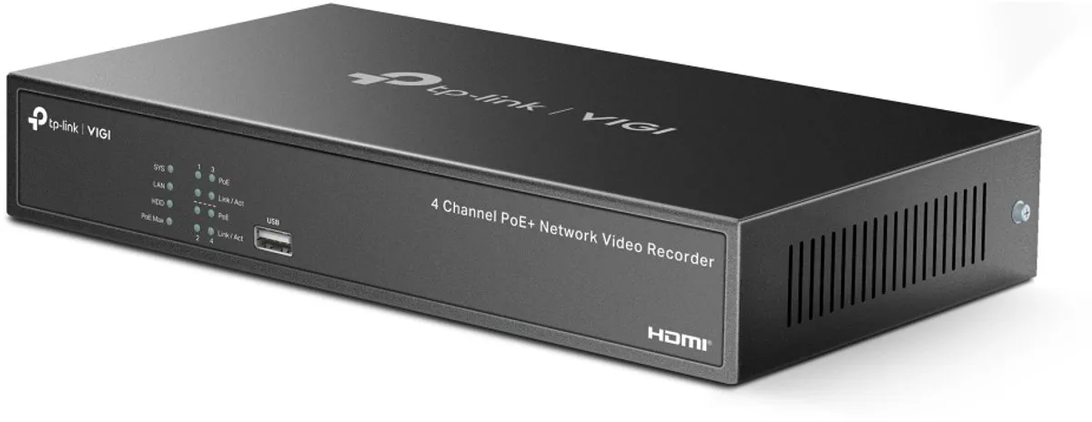 TP-Link VIGI NVR1004H-4P NVR - 4 Poorten - Zwart