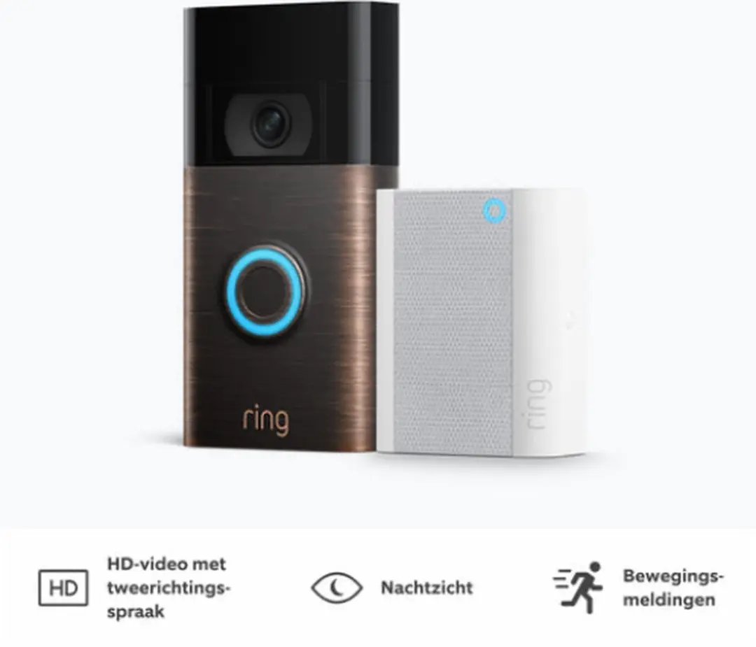 Ring Video Doorbell (2nd Gen) Venetian Bronze met Chime - slimme deurbel - batterij