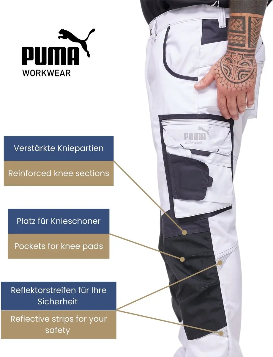 PUMA Workwear Precision X Werkbroek 46 - Wit/Zwart