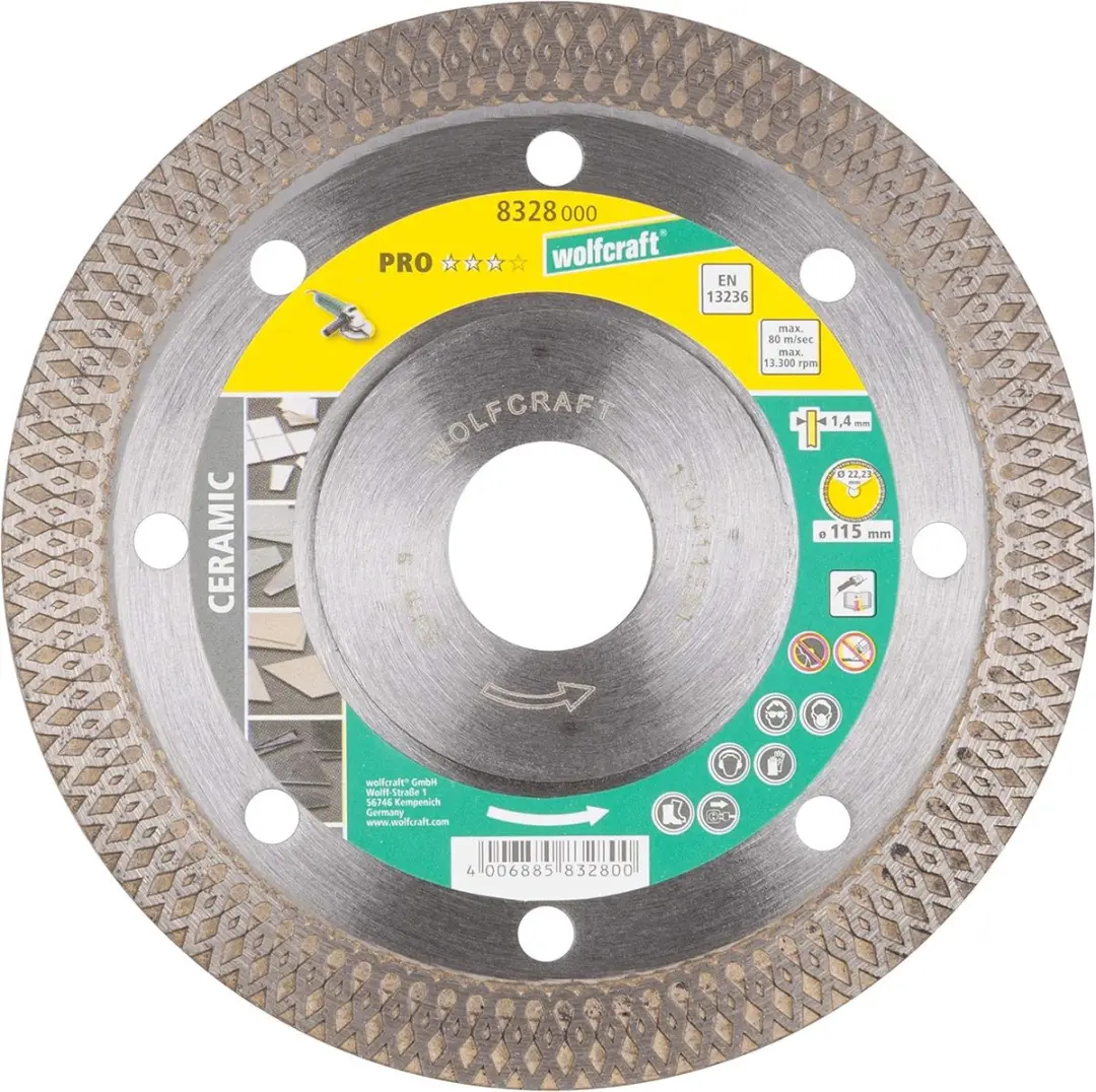 Wolfcraft Pro Ceramic Turbo Diamantdoorslijpschijf 115mm