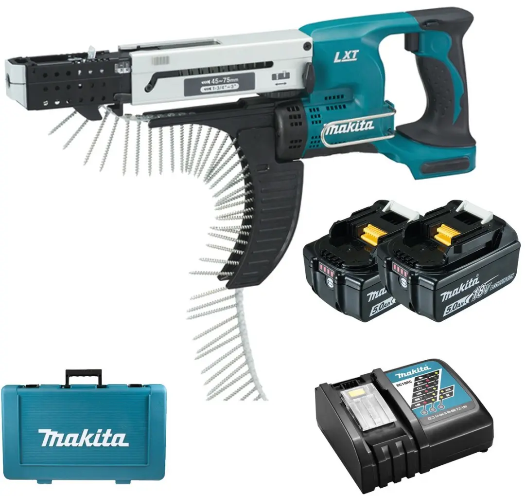 Makita DFR750RTE Schroefautomaat Set - 2x 5.0Ah