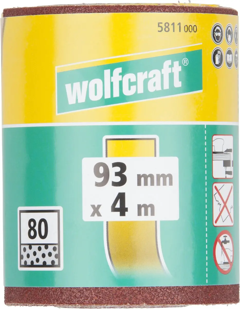 Wolfcraft Schuurpapier Korrel 80 - 93mm - 5m Rol