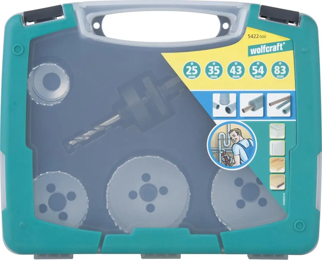 Wolfcraft BiM Gatenzaag Set 6-delig Ø25-83mm - Steen