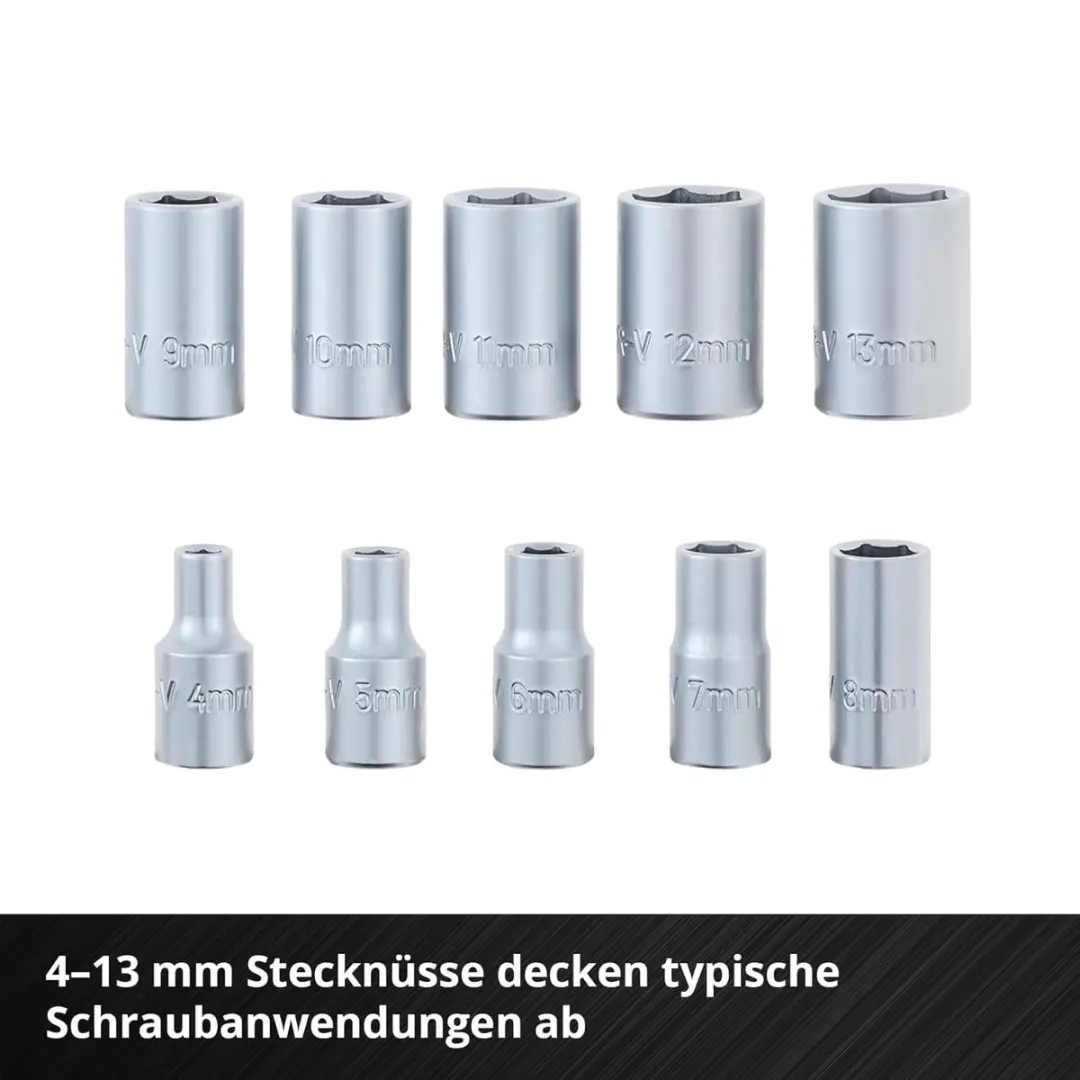 Einhell 13-delige 1/4" Omkeerbare Ratelset - Chroom-vanadiumstaal
