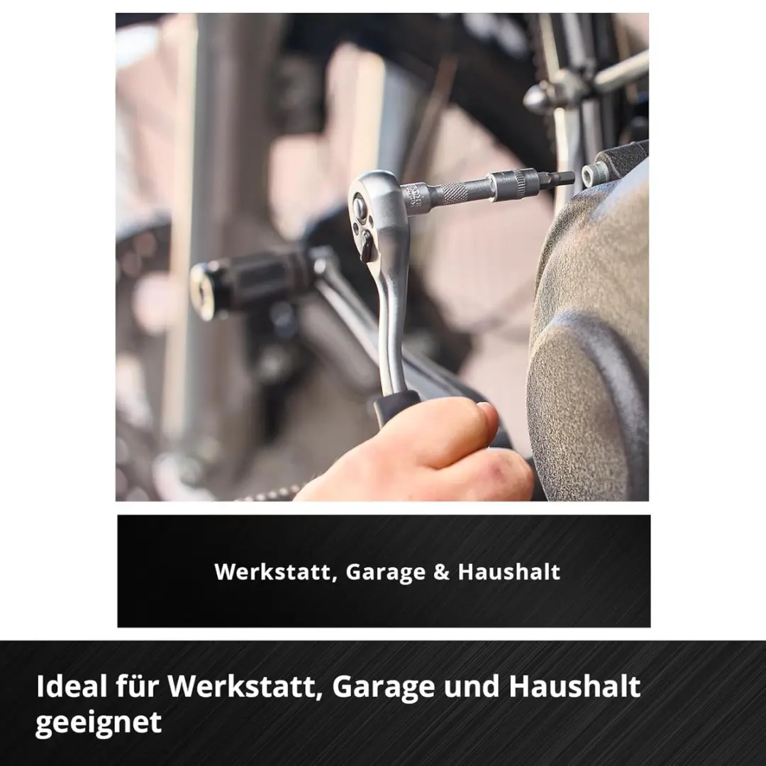 Einhell 13-delige 1/4" Omkeerbare Ratelset - Chroom-vanadiumstaal